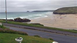 Great views across Perranporth Beach from the front garden of Chy an Kerensa Guest House, Cliff Road, Perranporth